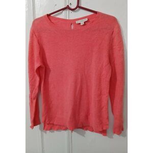 White Warren womens small 100% cashmere sweater coral pink lightweight